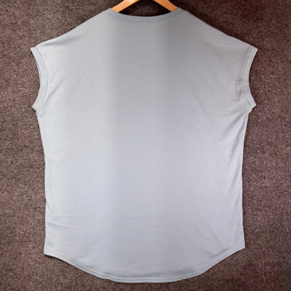YoungLA 446 Muscle Tee Mens Large Light Blue Gym Workout Oversized Scoop Hem - Picture 2 of 8